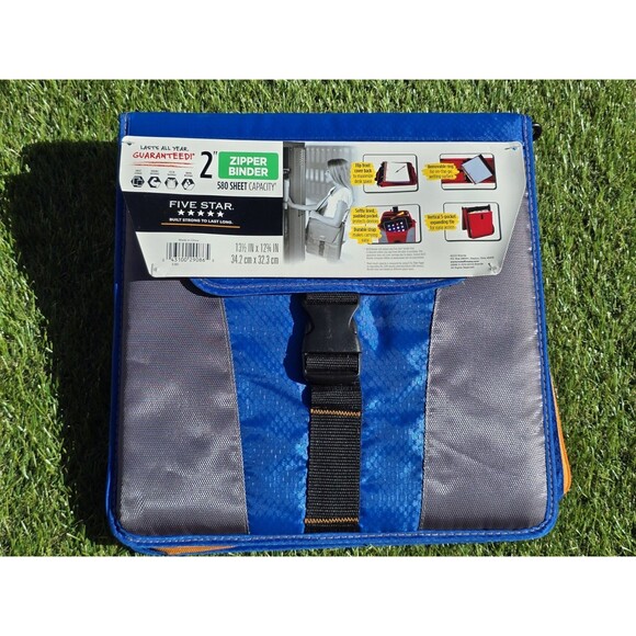 Mead Five Star 2" Zipper Binder Blue Gray 580 Sheet Capacity Built Strong NOS - Picture 1 of 13